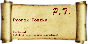 Prorok Toszka névjegykártya